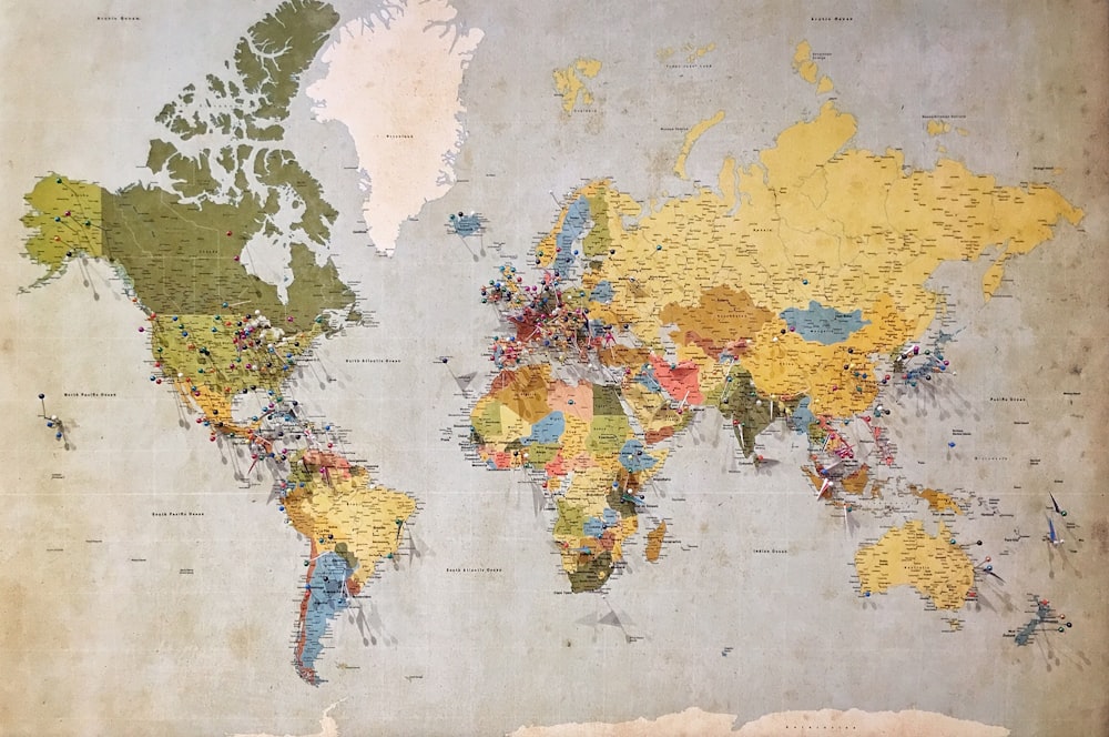 Vintage world map with compass - cartography at MAP Academy